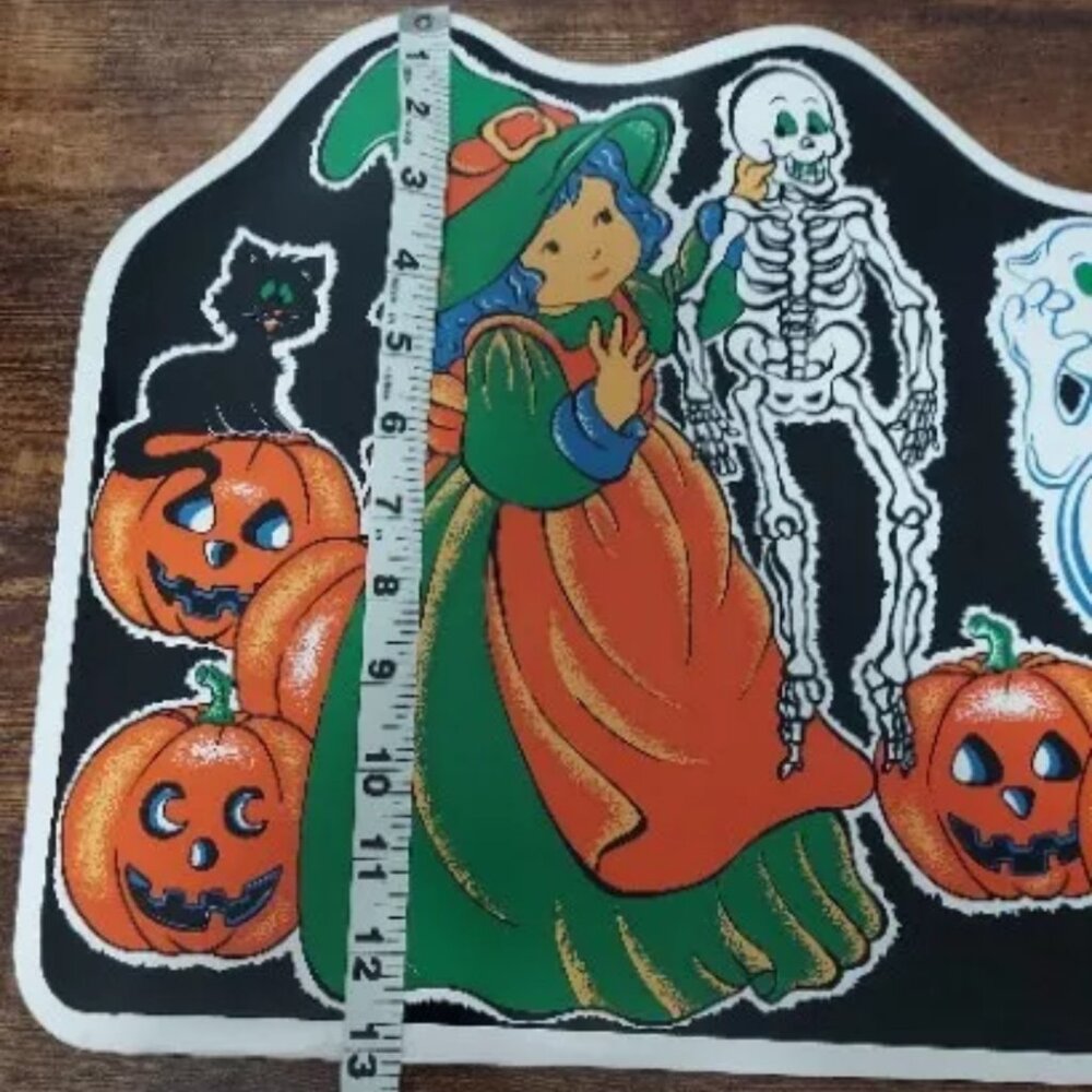 Halloween Decor Placemats Vintage set of 2 Pumpkin Skeleton Witch - Picture 4 of 5